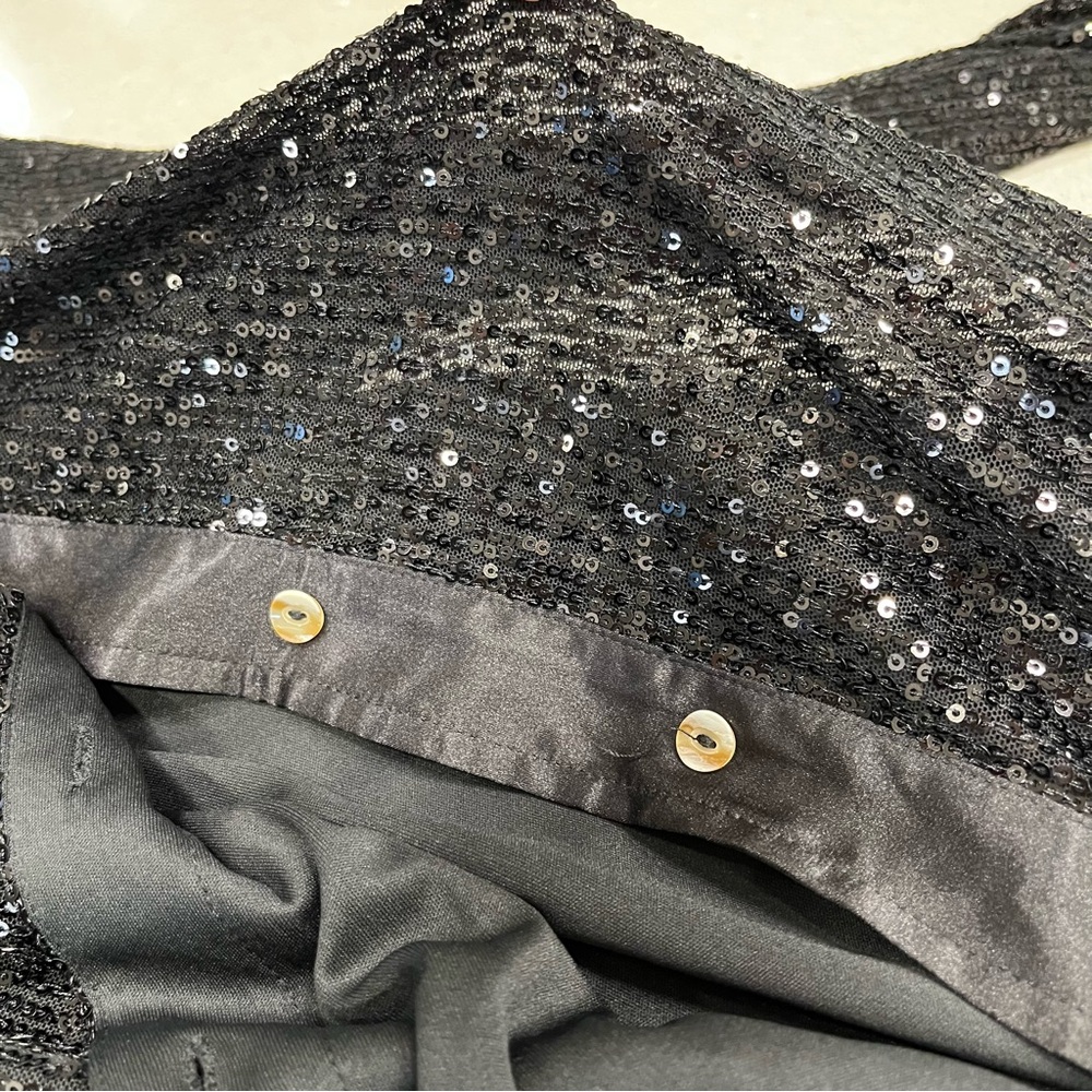 Sparkling Black Sequin Button Down Shirt Dress - Picture 5 of 5